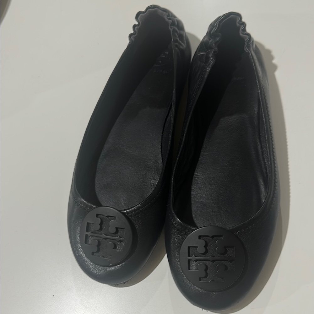 Tory Burch Black Leather Ballet Flats